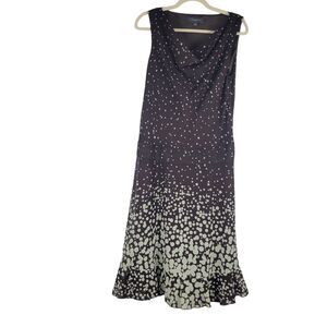 Liz Claiborne Dress size 12 Sleeveless Cowl Neck Drop Waist Sheer Brown Cream